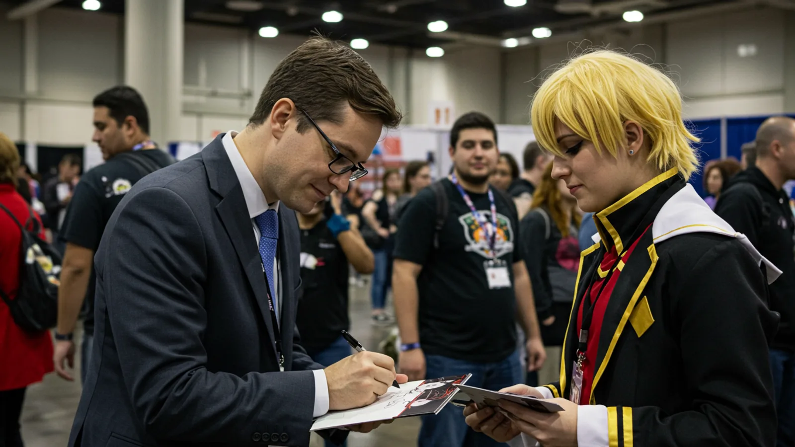 Un consultant en habit signe 40 autographes au Comiccon, les participants convaincus qu'il incarnait « le patron dans Severance »